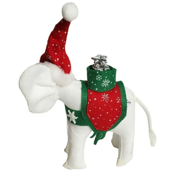 Annalee White Christmas Elephant Snowflake Hat Saddle Gift Basket 8” Retired 07 - Picture 5 of 15